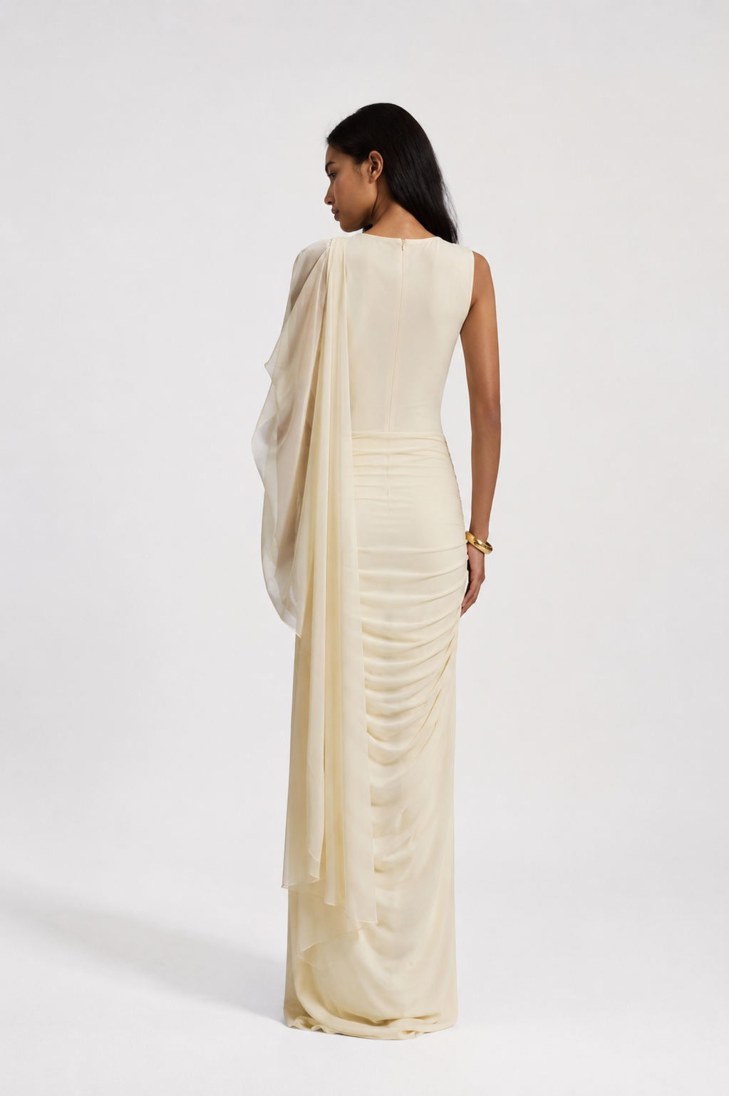 Celeste Drape Maxi Dress – Champagne