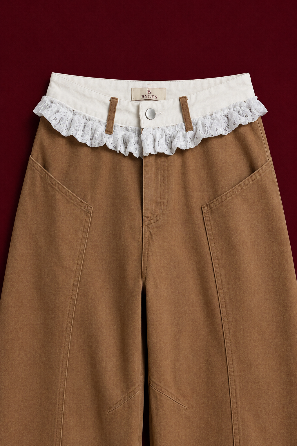 Caramel Lace Wide-Leg Jeans