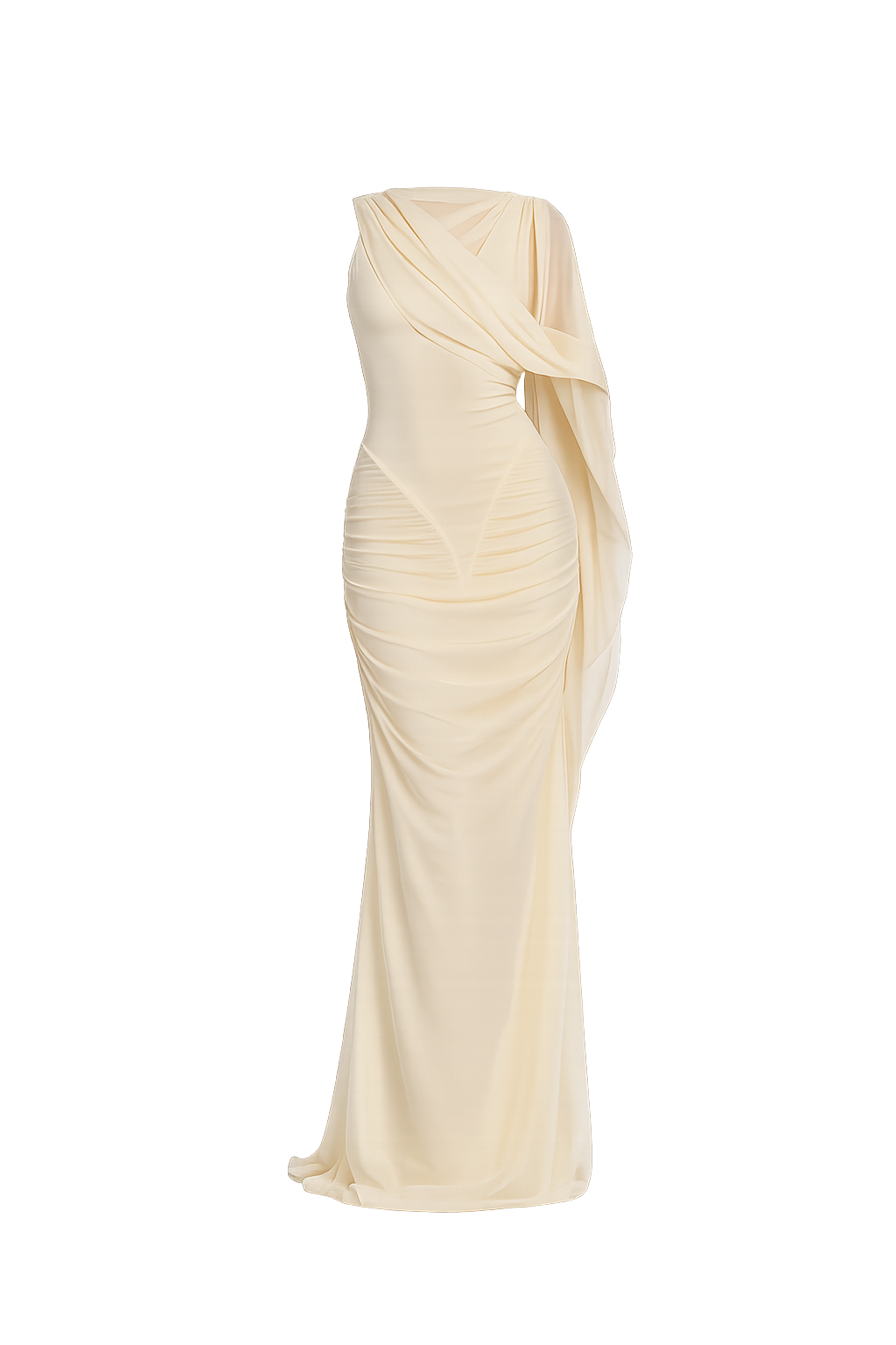 Celeste Drape Maxi Dress – Champagne