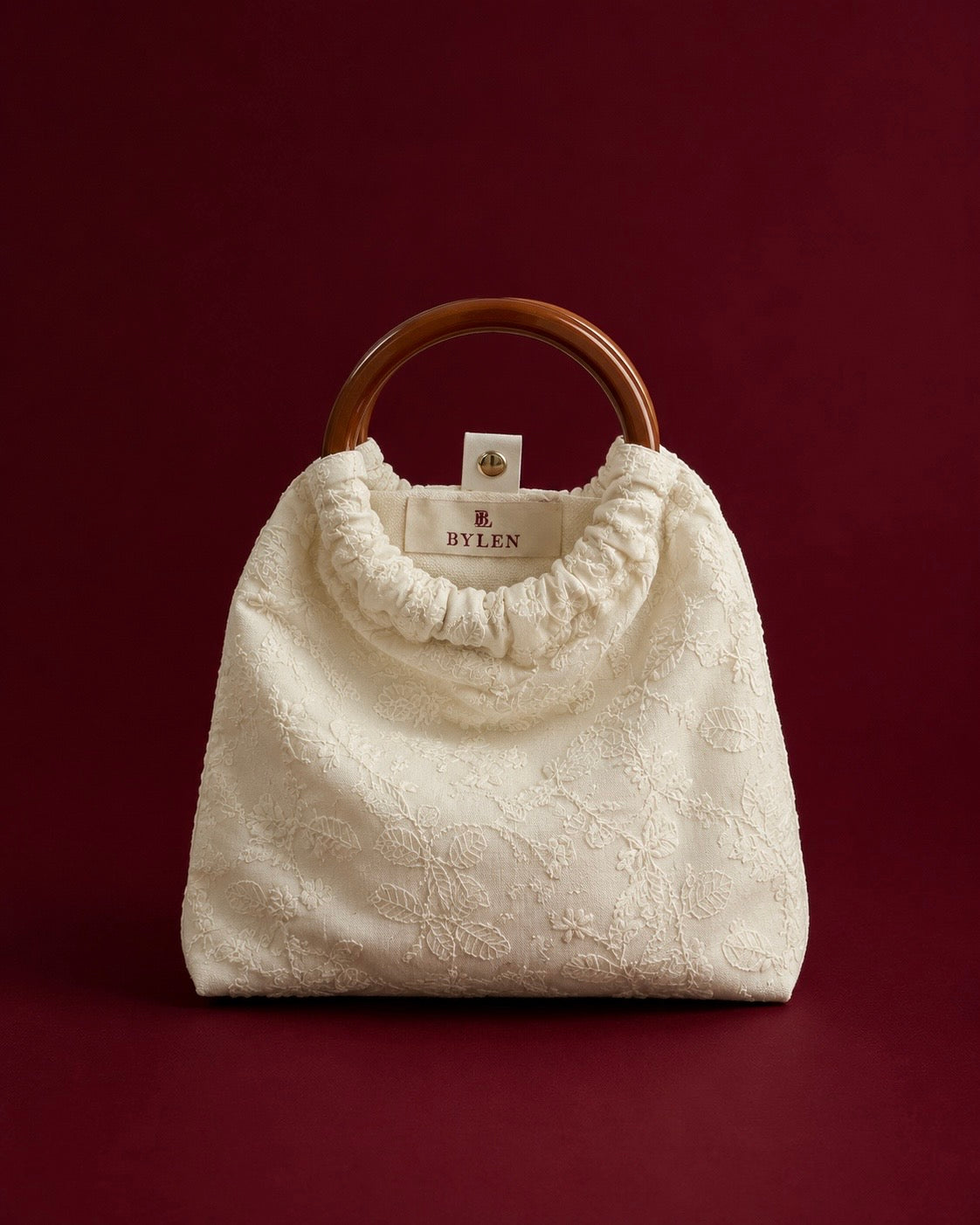 Ivory Floral Textured Handbag
