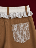 Caramel Lace Wide-Leg Jeans