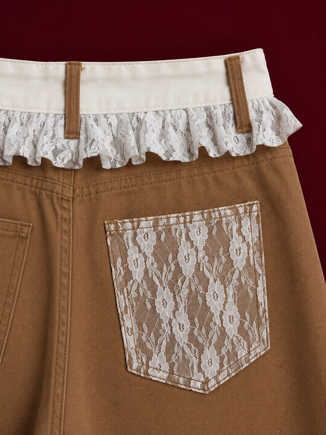 Caramel Lace Wide-Leg Jeans
