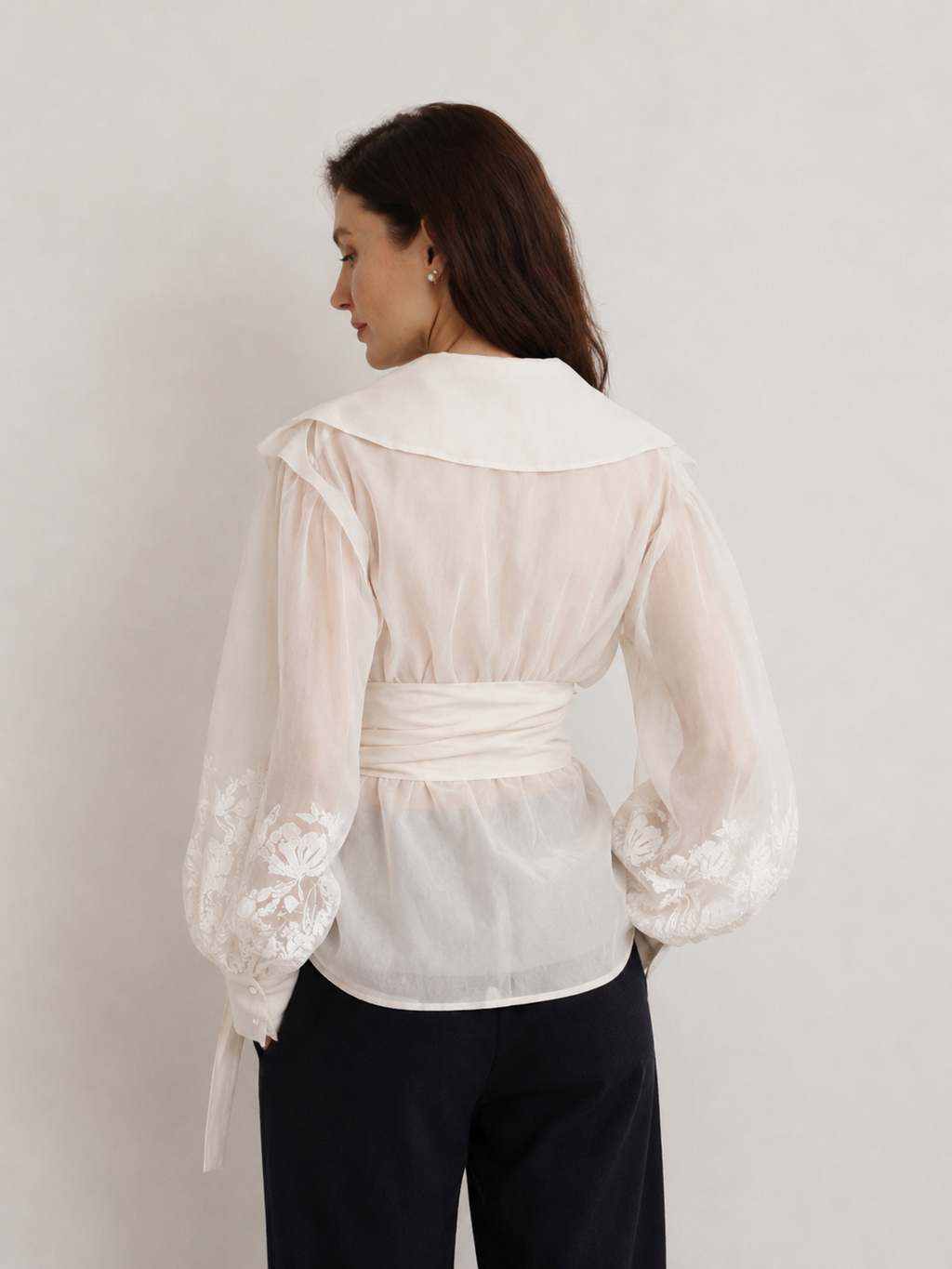 Ivory Printed Wrap Blouse