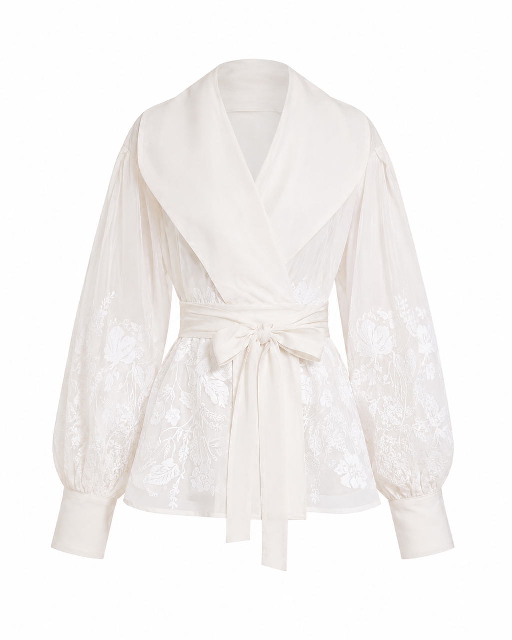 Ivory Printed Wrap Blouse