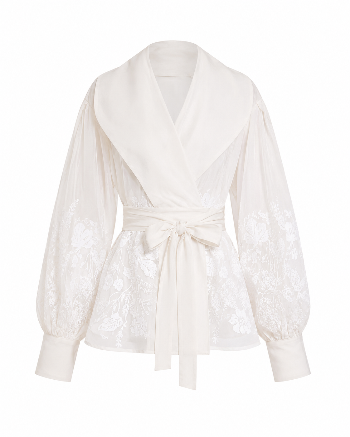Ivory Printed Wrap Blouse