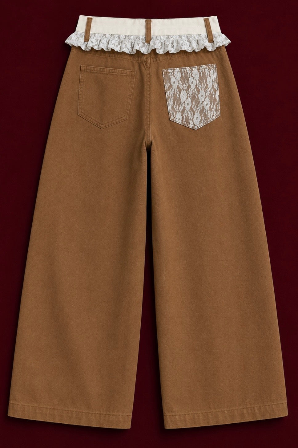 Caramel Lace Wide-Leg Jeans