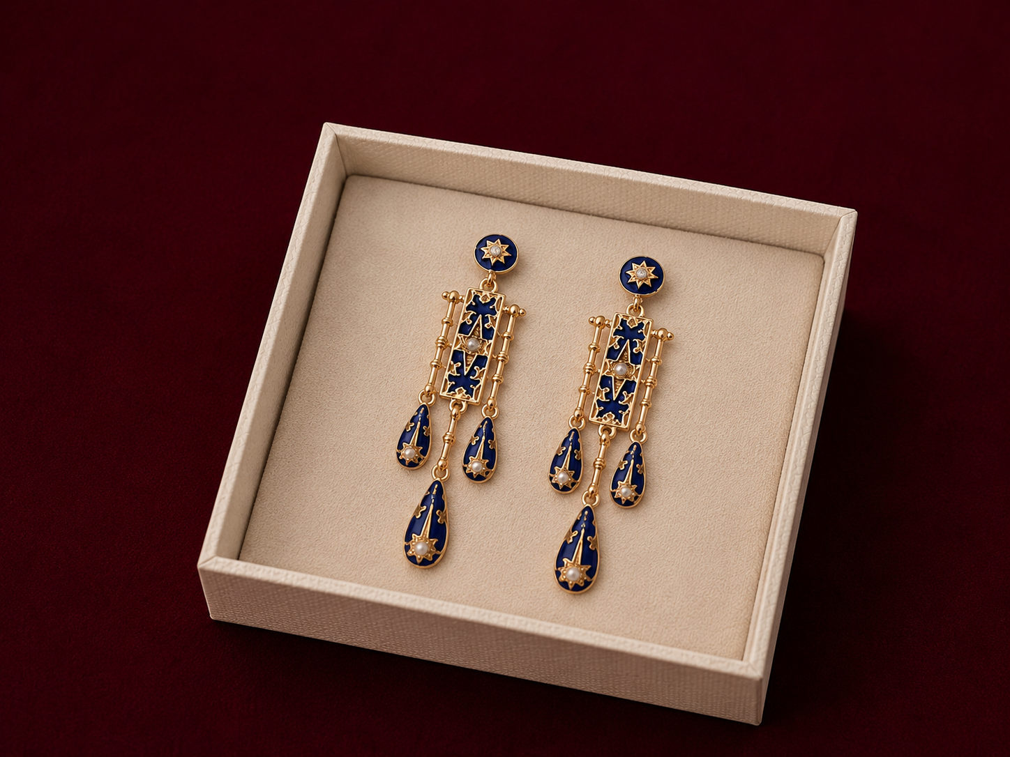 Midnight Blue Celestial Drop Earrings