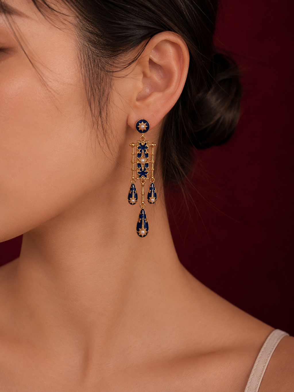 Midnight Blue Celestial Drop Earrings