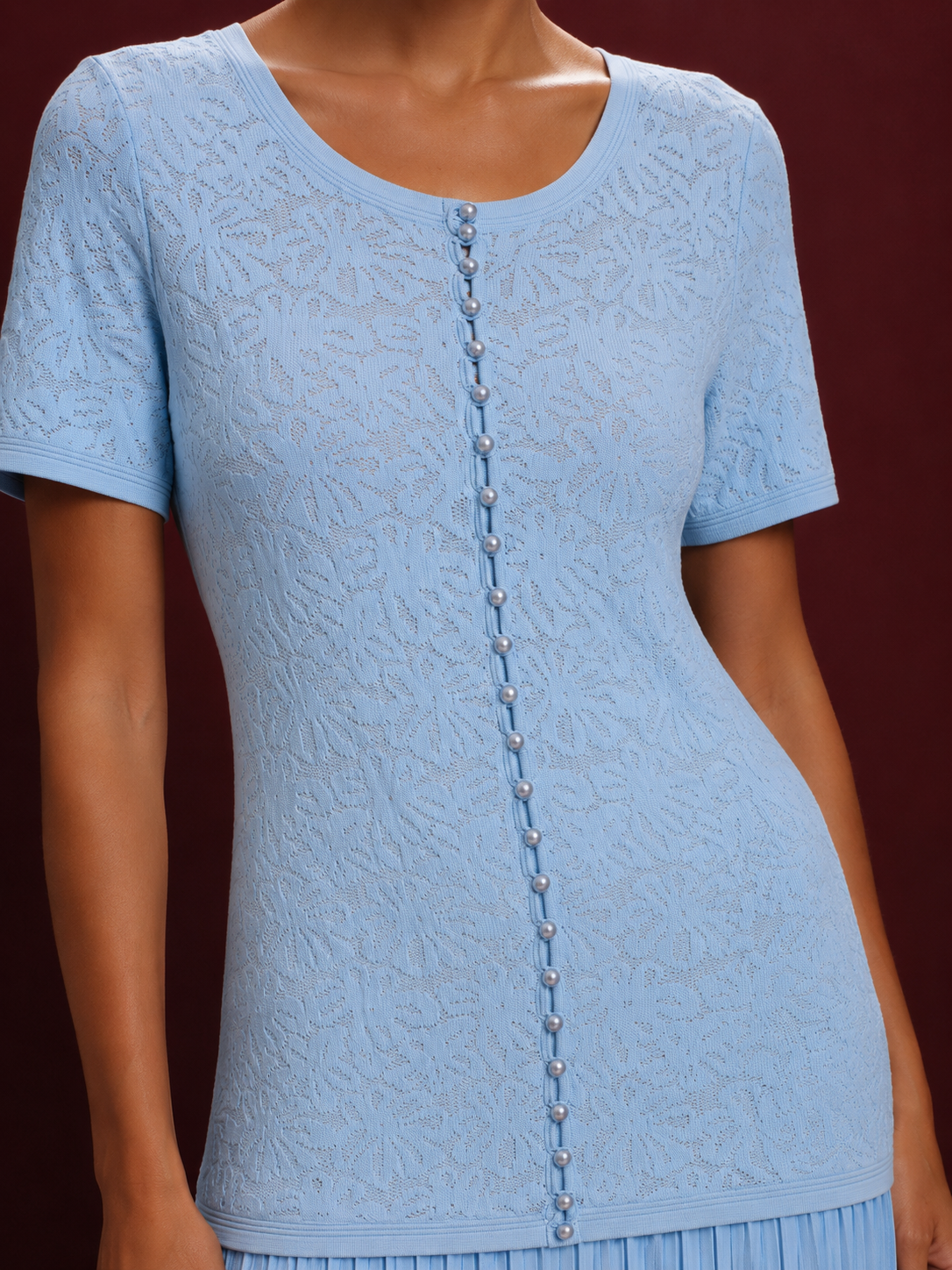 Sky Blue Pleated Maxi Dress