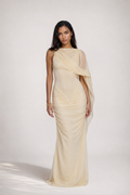 Celeste Drape Maxi Dress – Champagne