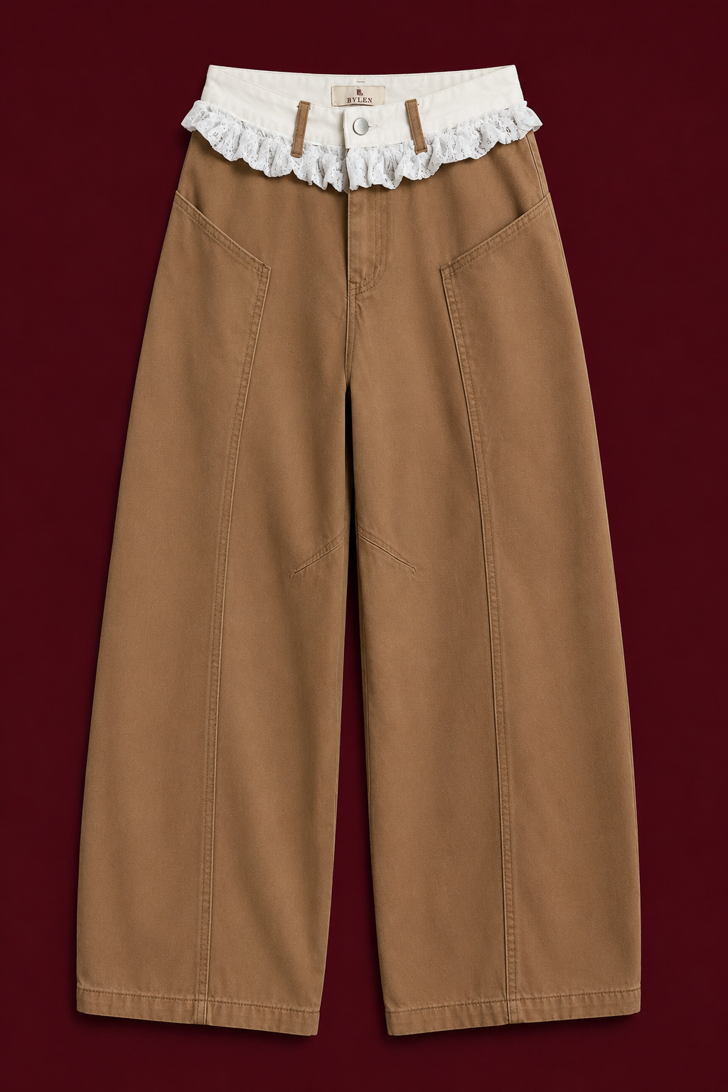 Caramel Lace Wide-Leg Jeans