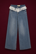 Light Blue Lace Wide-Leg Jeans