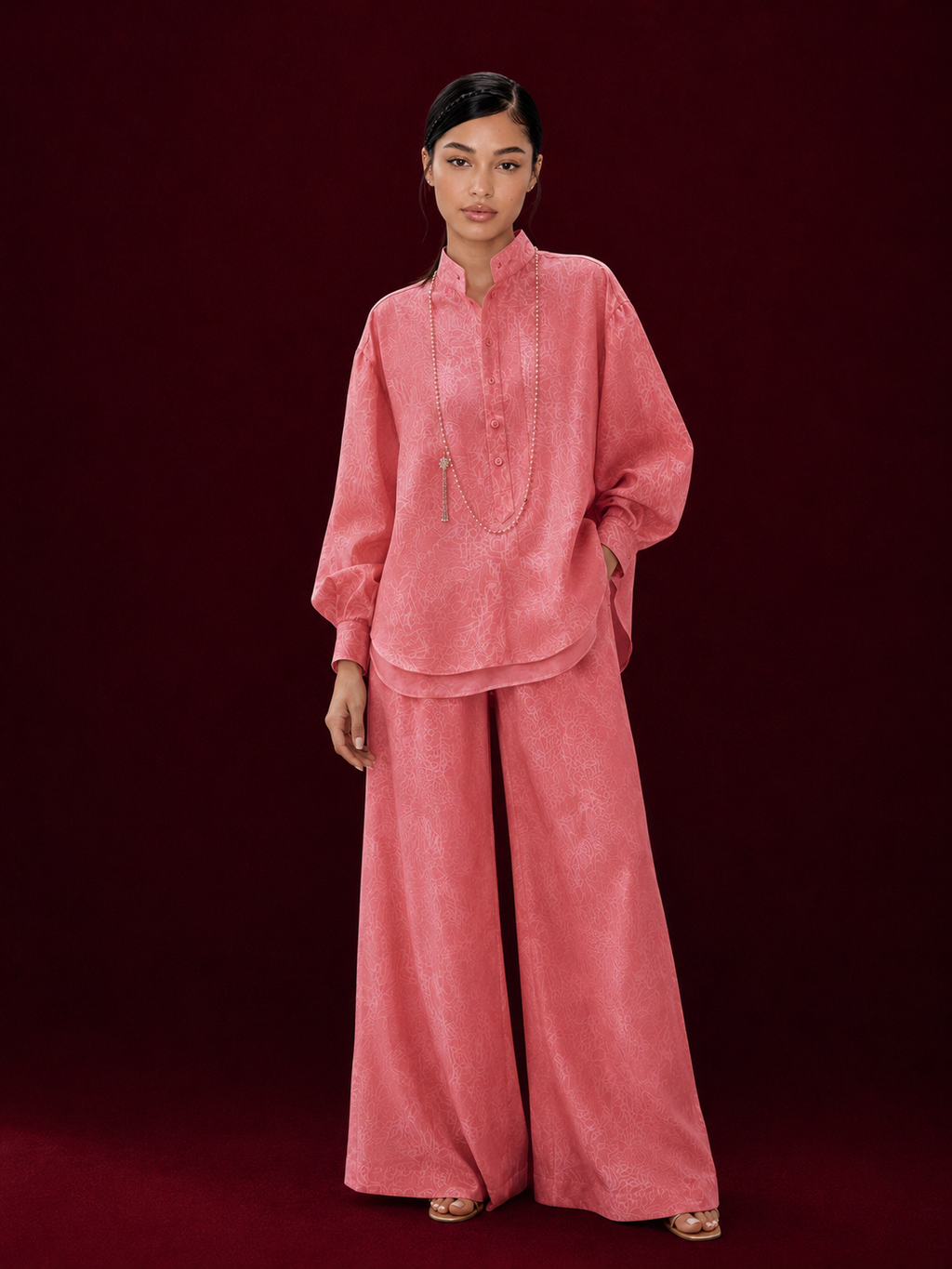 Rosé Jacquard Set