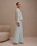 Embroidered Jacket & Wide-Leg Trouser Set